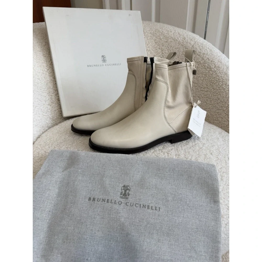 NWT Brunello Cucinelli - Women's Ankle Boots‎ Ecru Size 37
